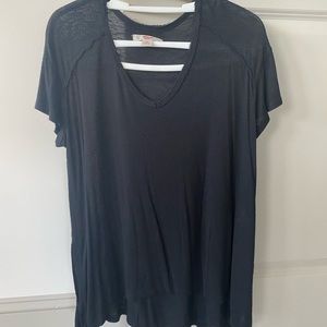 Black loose v-neck top